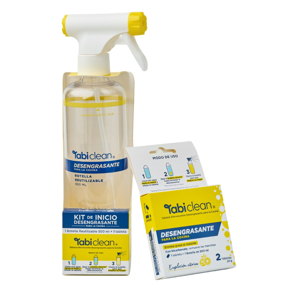 Combo Desengrasante Cocina Tabi Clean rinde 500ml - 1 kit inicio + 1 caja repuestos desengrasante cocina