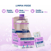 Combo Limpia Pisos: 1 botella reutilizable de 1L + 3 tabletas que rinden 3 litros