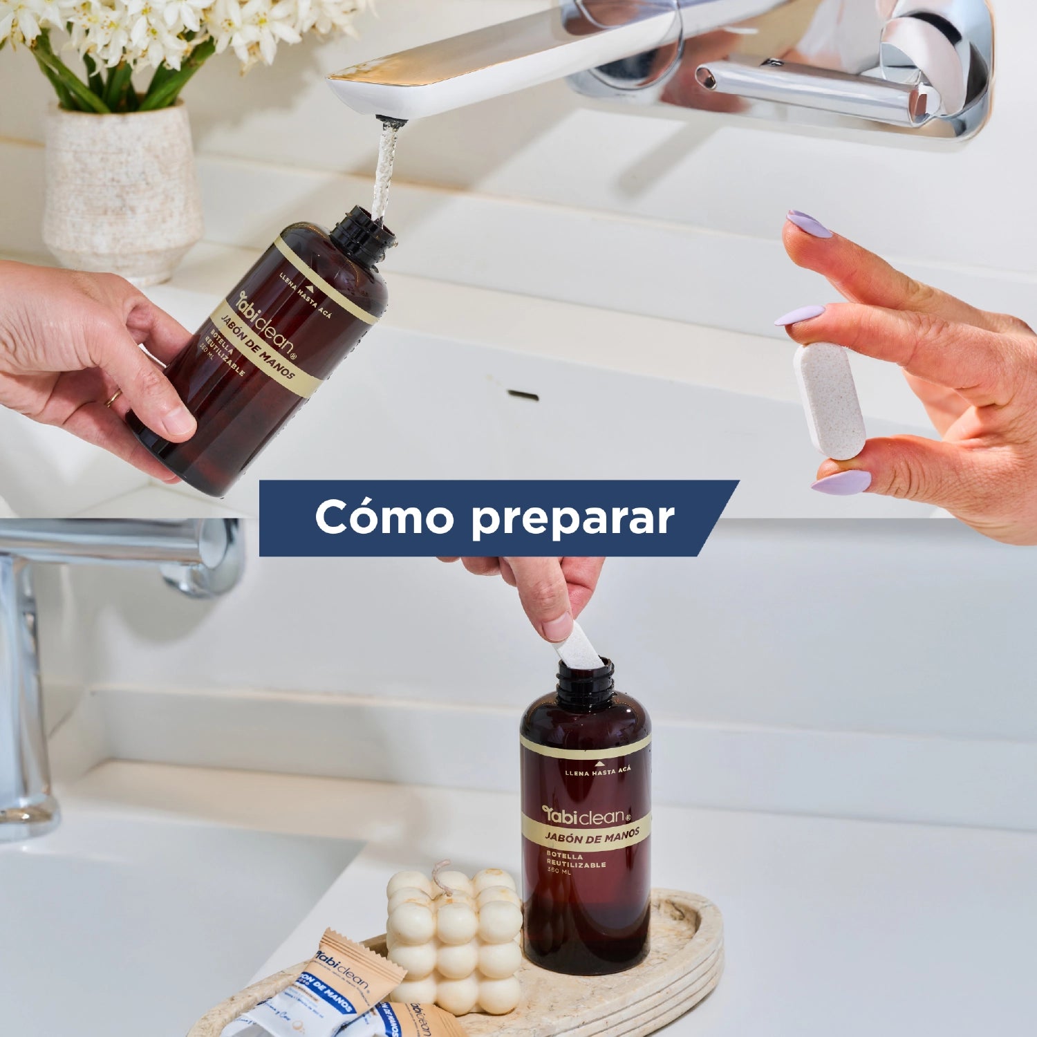 Caja repuestos Jabón de Manos en tabletas - 2 tabletas rinde 720 ml