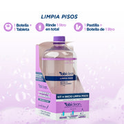Kit Inicio Limpia Pisos: 1 botella reutilizable + 1 tableta rinde 1 litro para pisos impecables