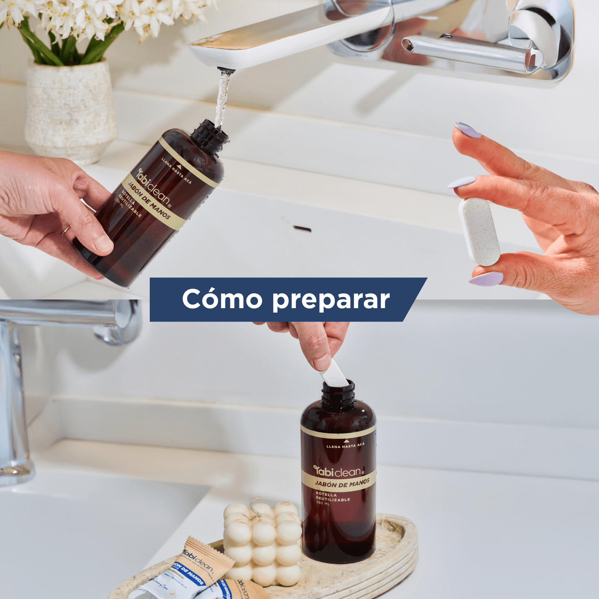 Combo para lavado de manos con jabón espumoso y pastillas de recarga