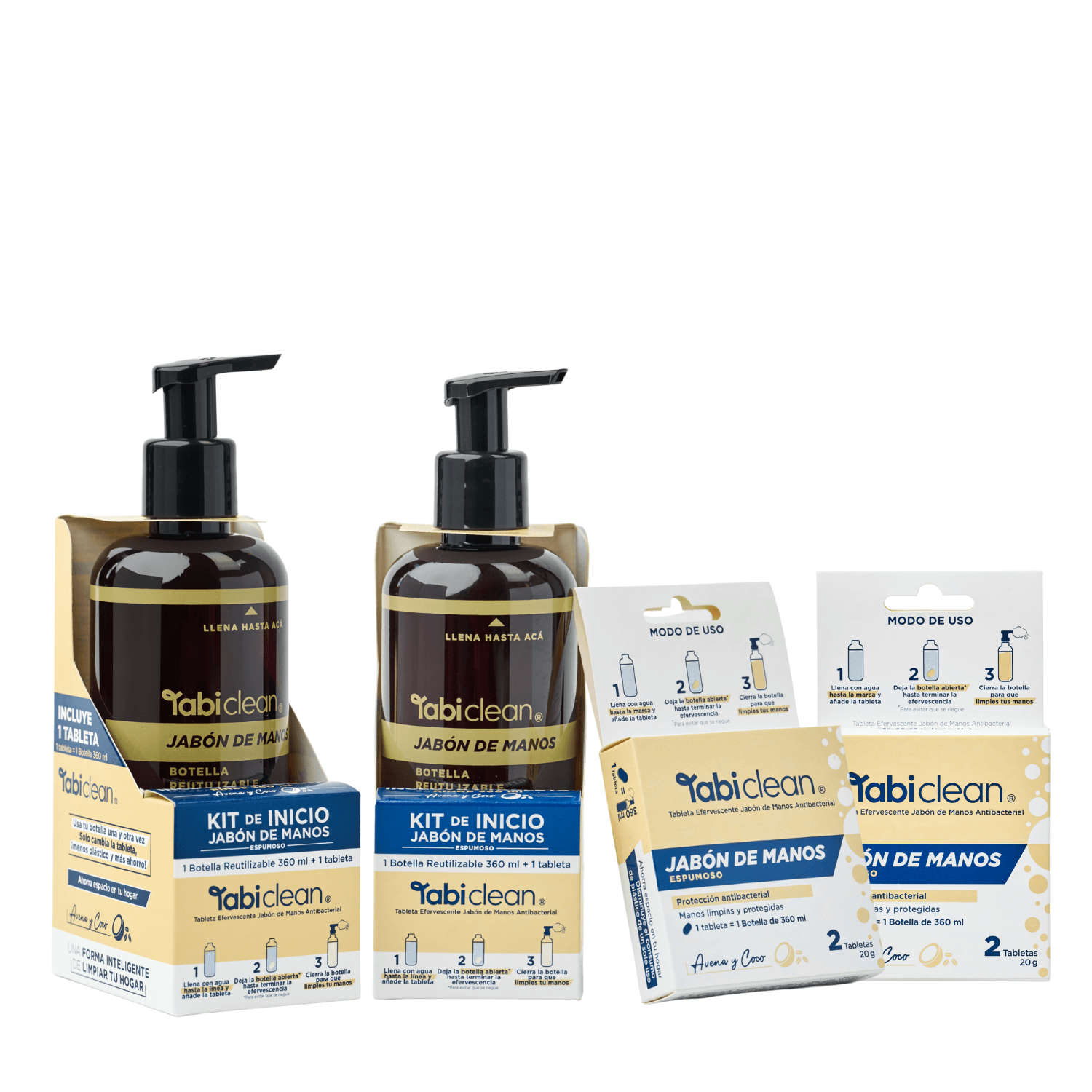 Combo manos limpias con kits y pastillas de jabón para un lavado perfecto