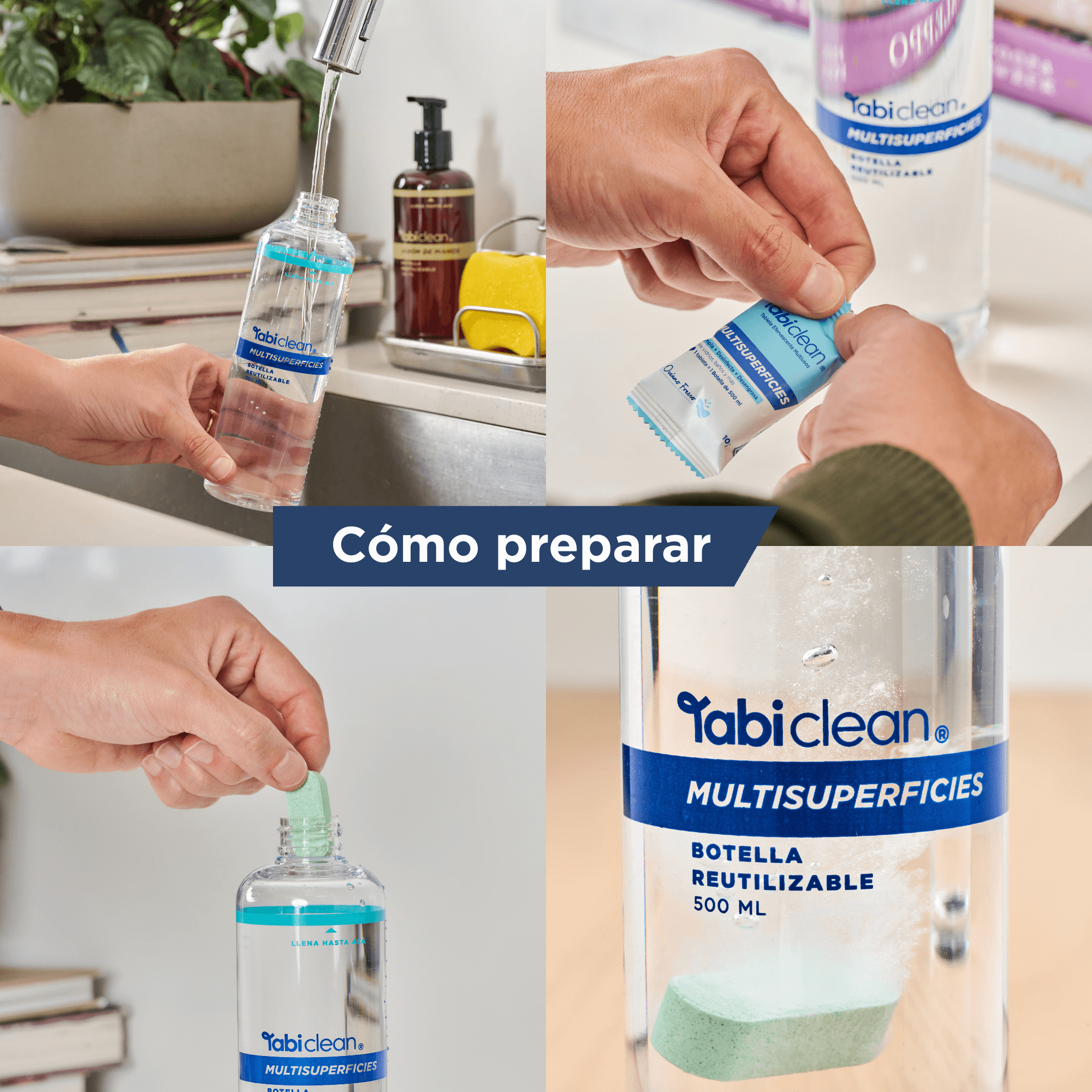 Pack multisuperficies con botella reutilizable de 500 ml y tabletas concentradas
