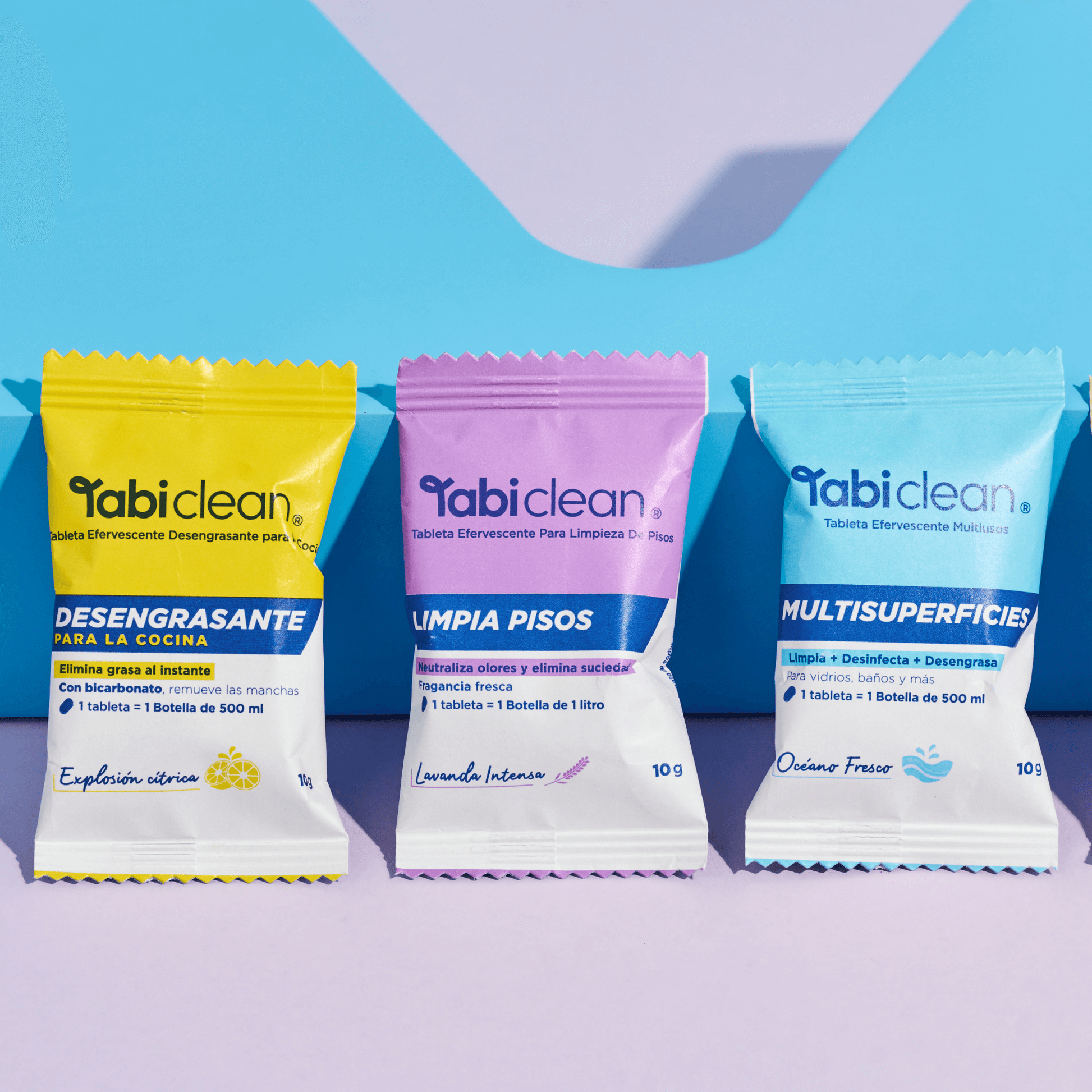 Sistema de limpieza para el hogar con tres botellas recargables y tabletas que rinden 2 litros